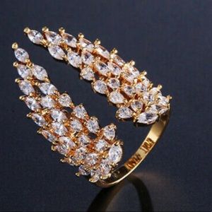 New 18k gold plated angel wings adjustable Ring